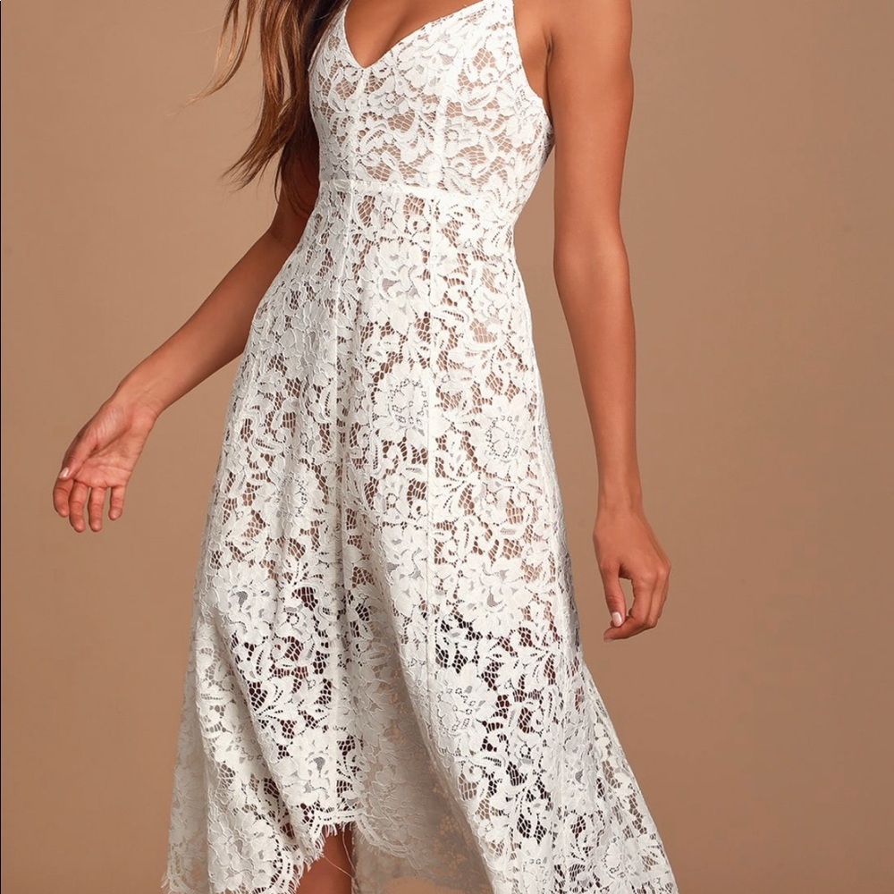Lulus white lace dress!